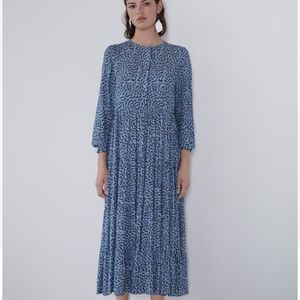 Zara Printed Blue Dress